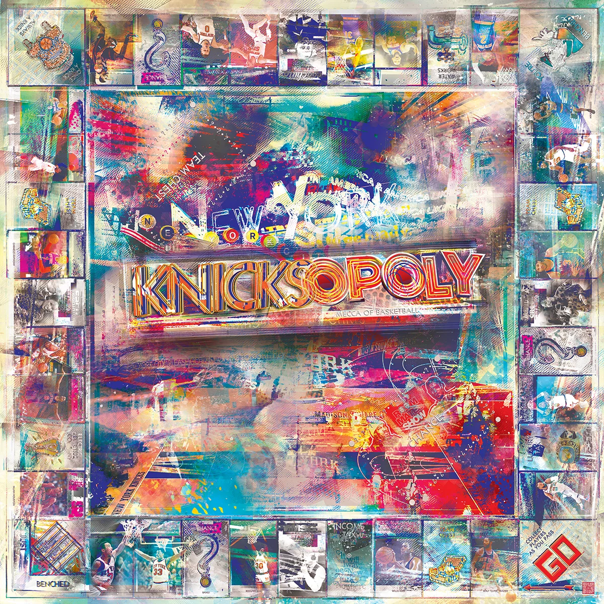 Custom monopoly board metal wall art by New York City artist Mindy Lehmann - personalized monopoly boards for brands, sports teams, and special occasions