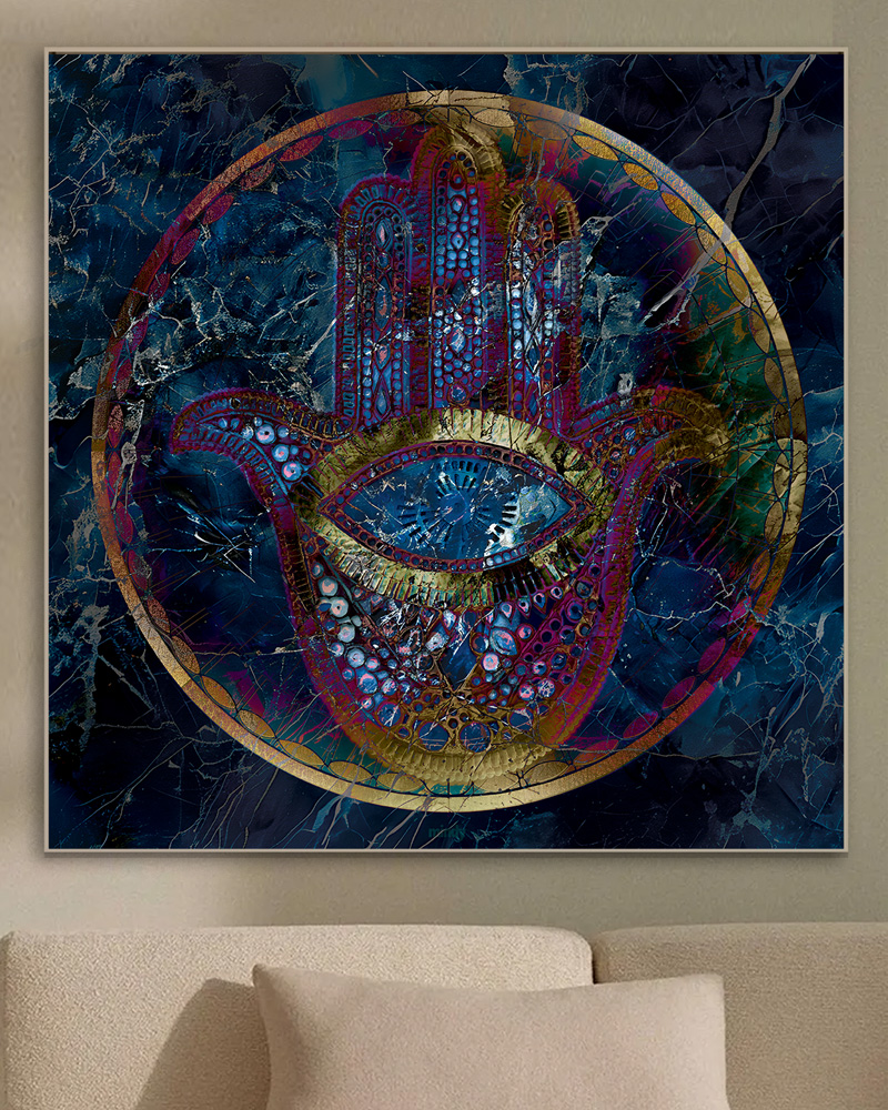 Metal print of Hamsa - modern Judaica design